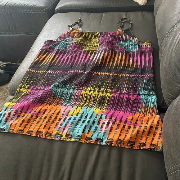 Rusty Y2K Colorful Cami Tank Top Surf Beach Vacation Edgy Fun Flirty Size Large - Picture 4 of 6